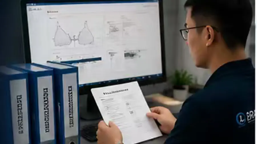 Pre-inspection document check process image for bra QC